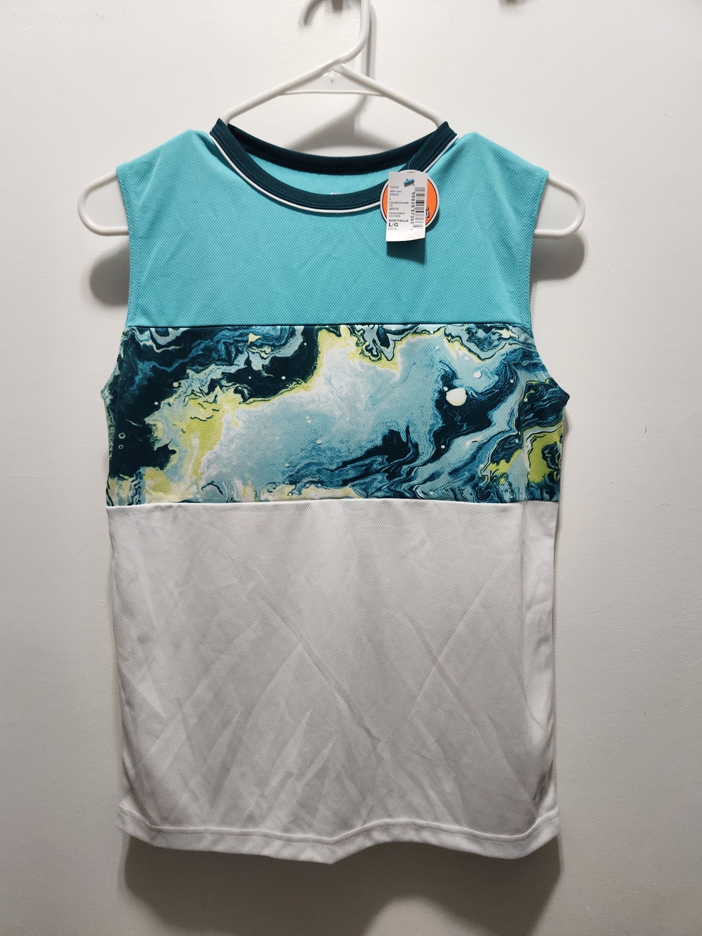 Boys Athletic Tank Top - Aqua Marble & White